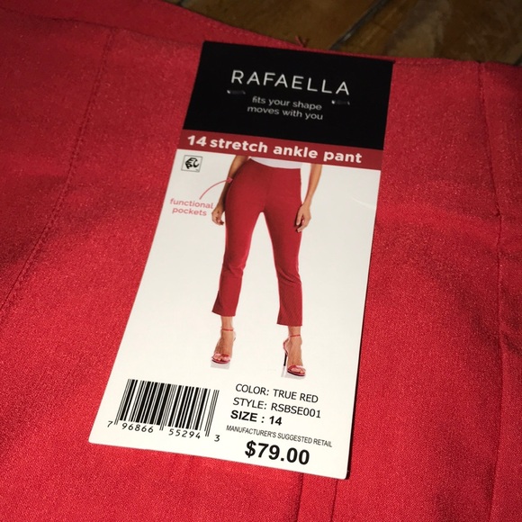 Rafaella Pants - Rafaella True Red Stretch Ankle Pants